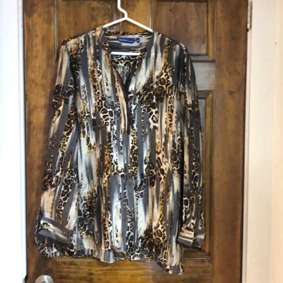 Vintage George Roth Silk Animal Print Blouse - Picture 1 of 7